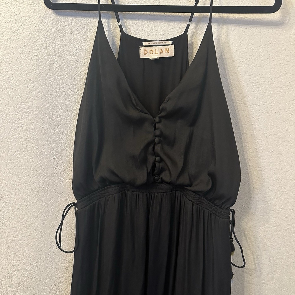 Anthropologie Dolan Left Coast Maxi Dress. Tiered Black Side Tie Pockets Sz M - Picture 4 of 9